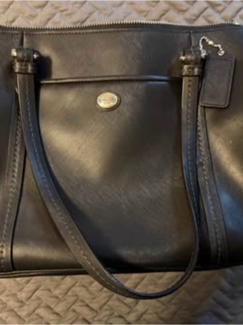 Coach Black Leather Tote Handbag